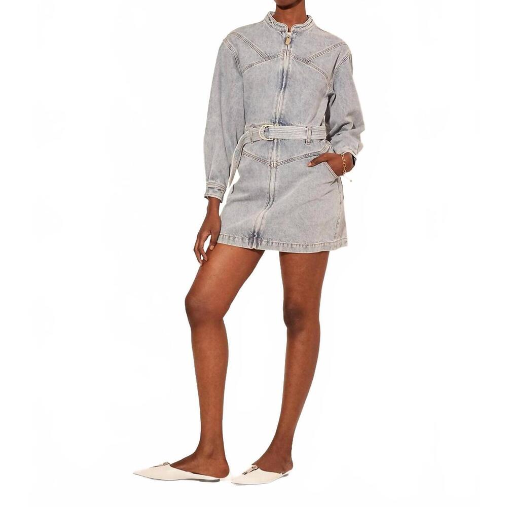 NEW KIVARI jimmy denim mini dress in light blue acid wash - Picture 4 of 4